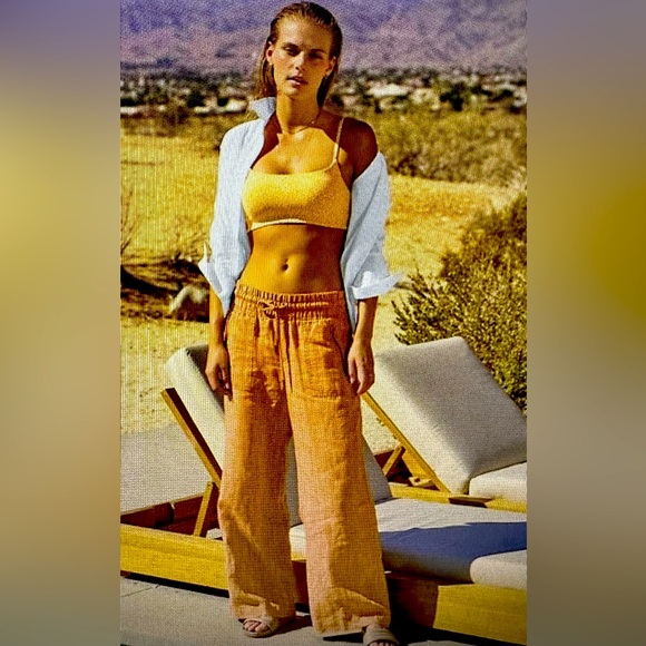 Athleta Cabo linen textured wide leg pants, size 20 - Picture 1 of 11